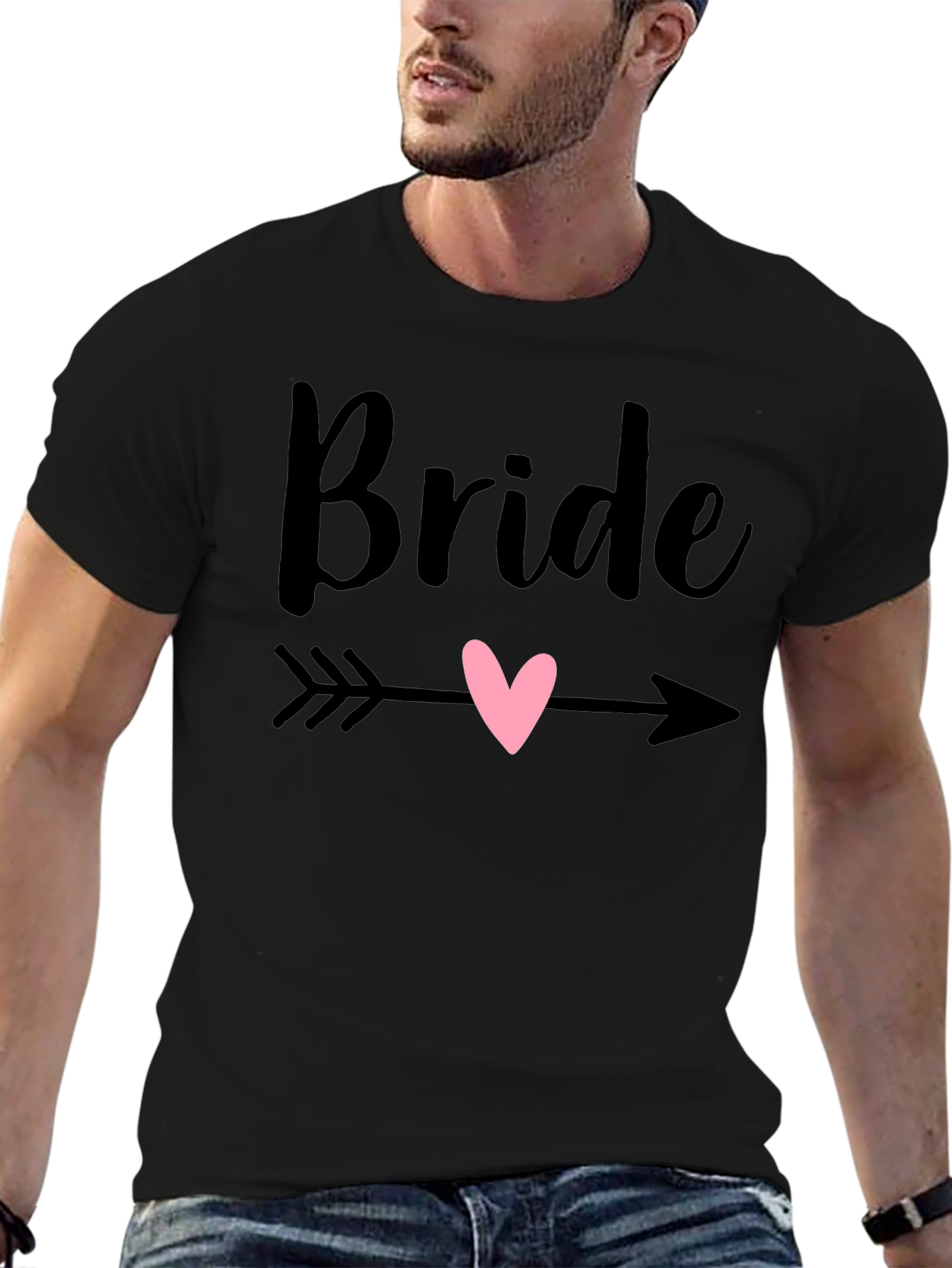 Bride Heart Arrow Graphic Tee - Black Cotton T-Shirt