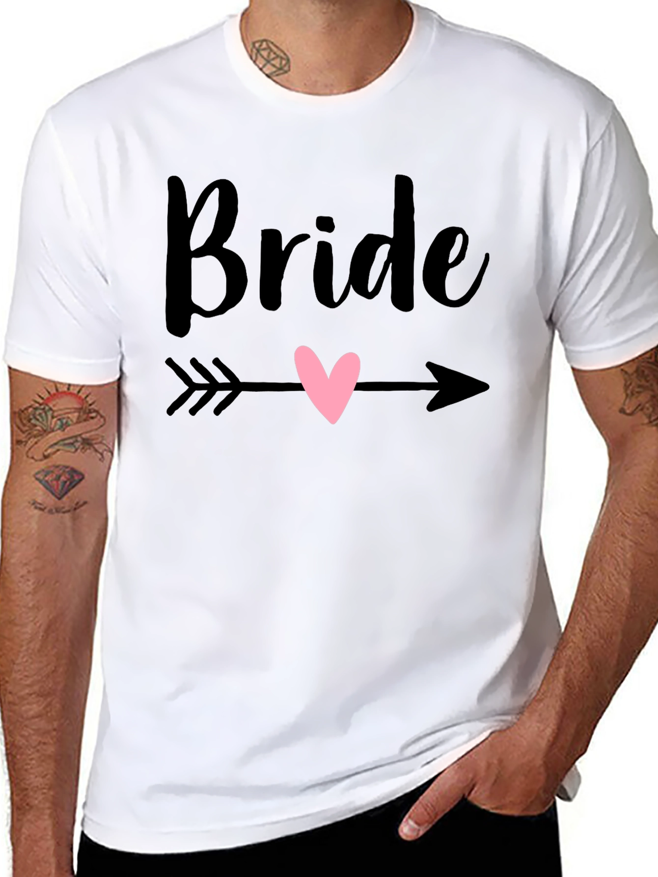Bride Heart Arrow Graphic Tee - Black Cotton T-Shirt