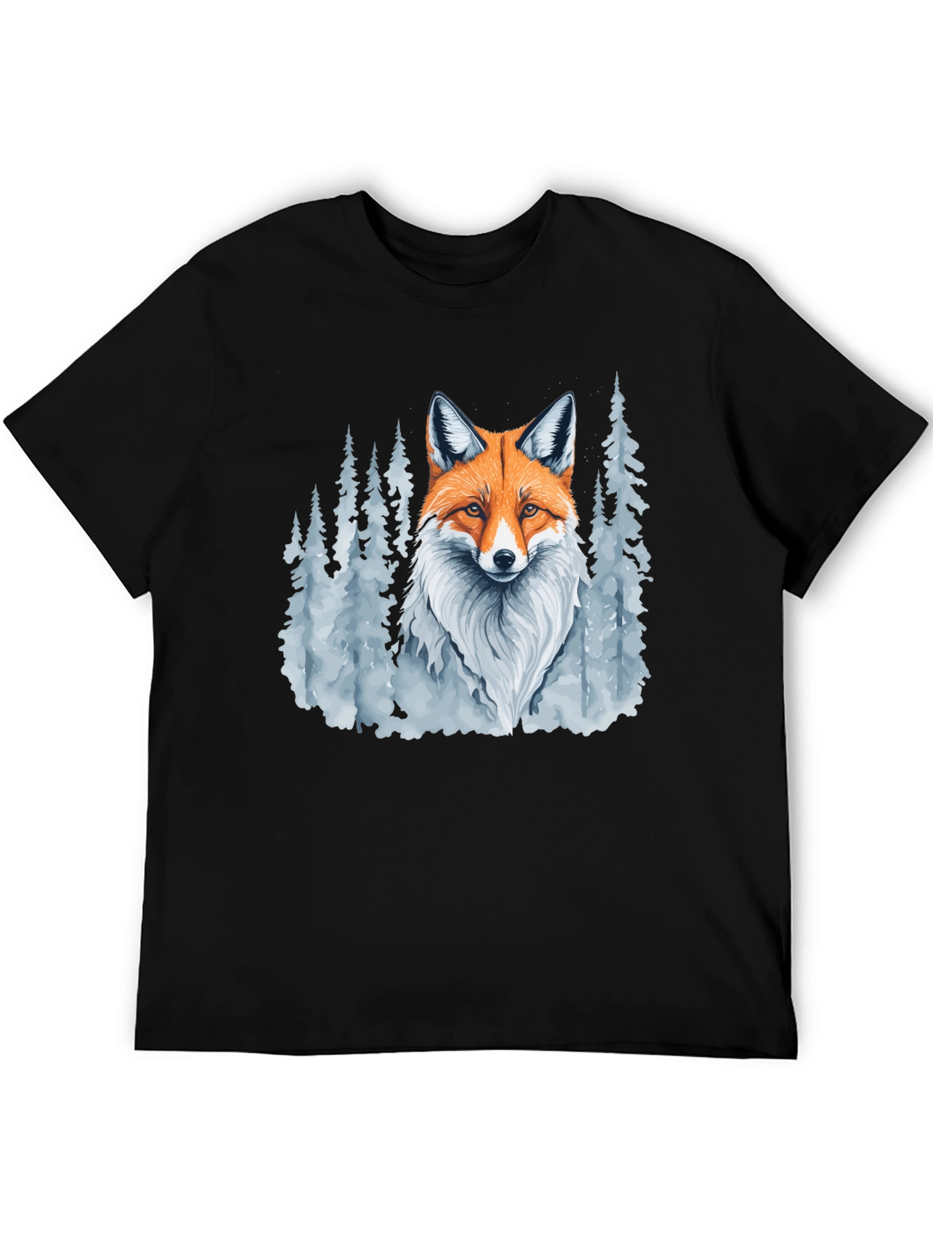 Fox in Winter Forest Graphic Tee - Stylish Mens T-Shirt