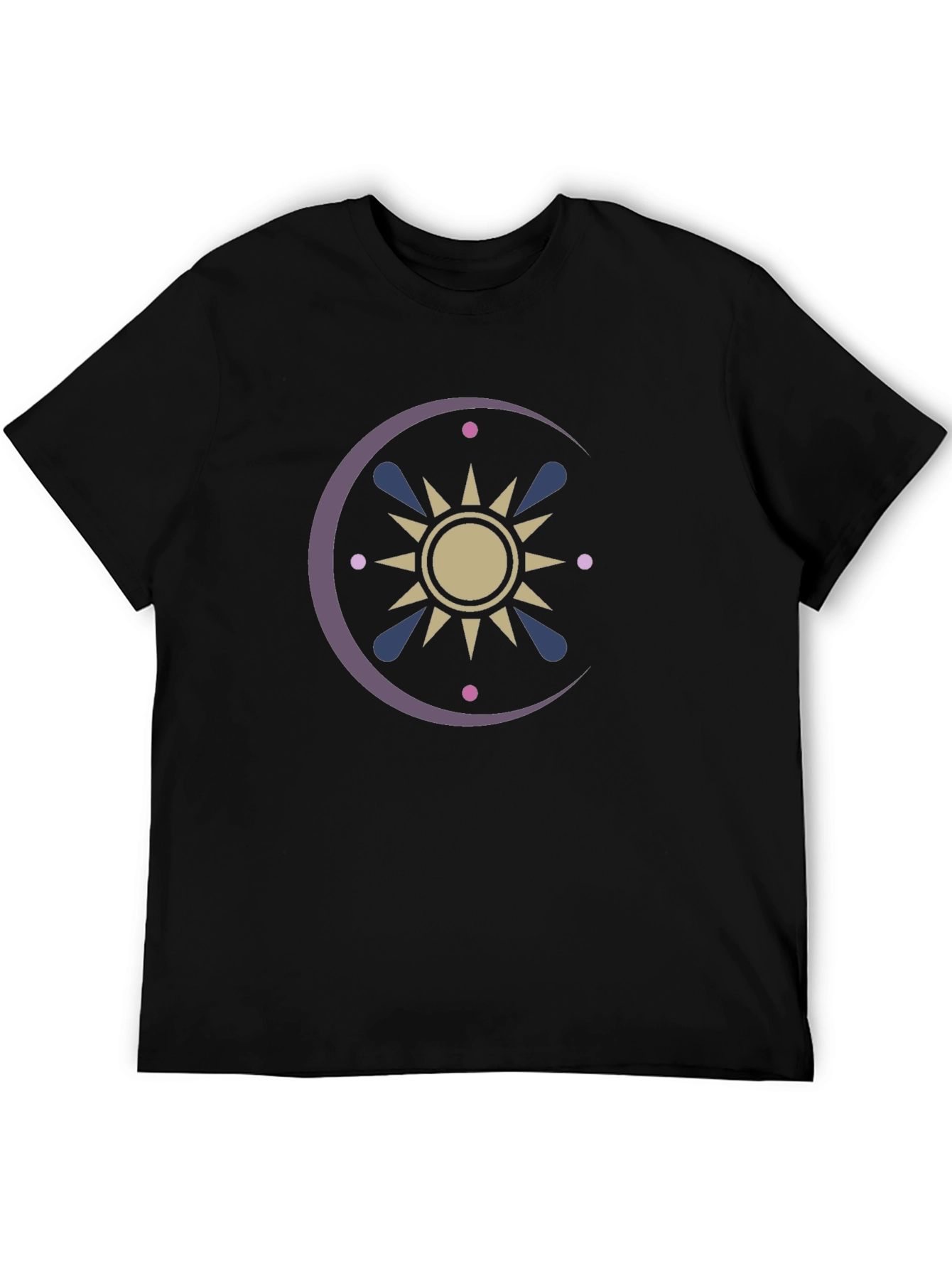 Celestial Sun and Moon Graphic Tee - Black