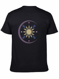 Celestial Sun and Moon Graphic Tee - Black