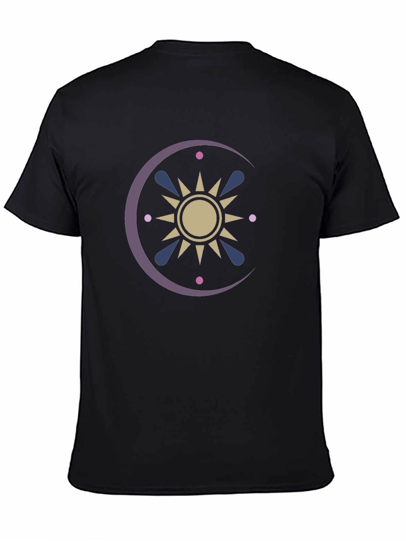 Celestial Sun and Moon Graphic Tee - Black