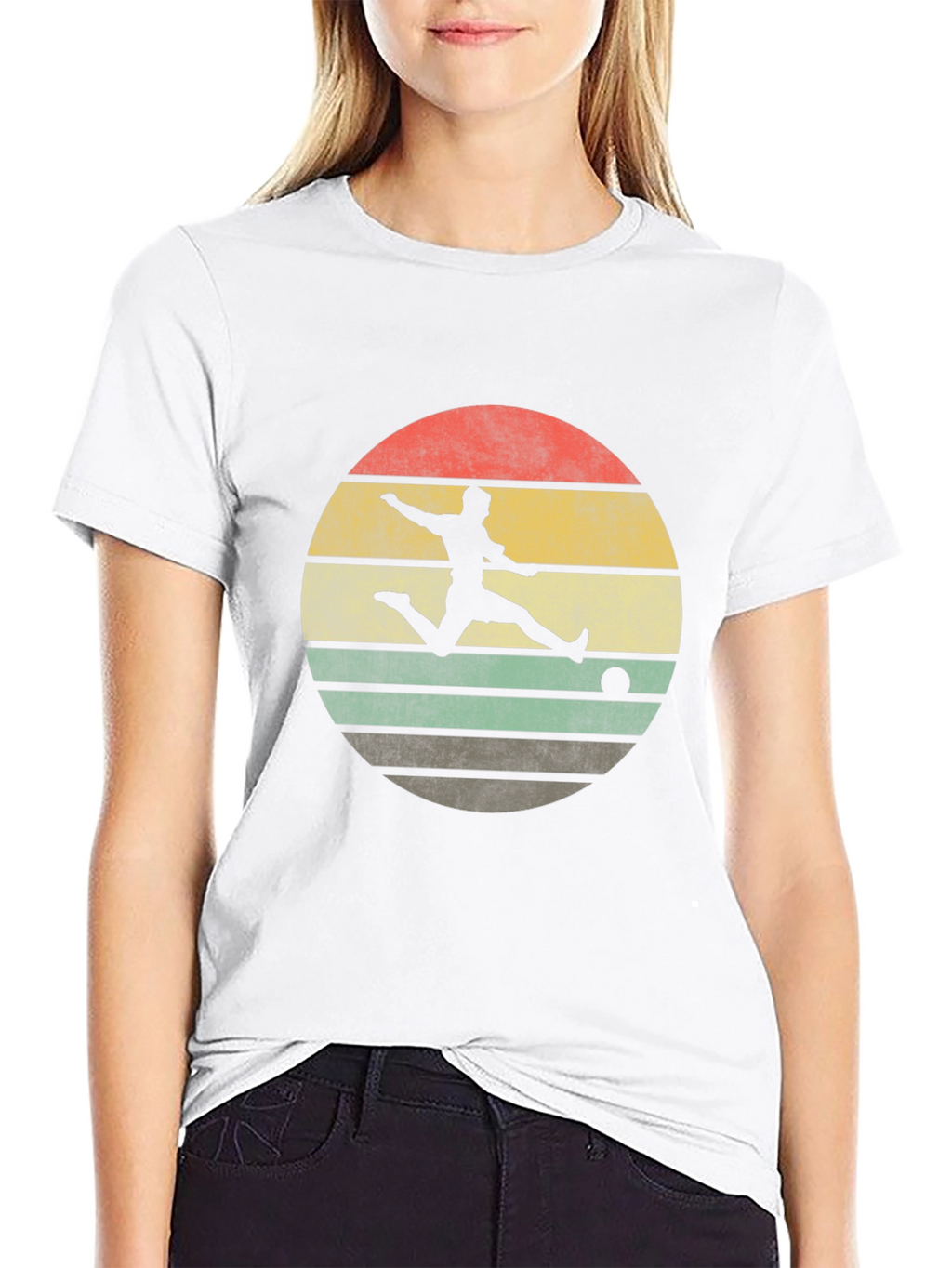 Retro Sunset Soccer Player Graphic T-Shirt