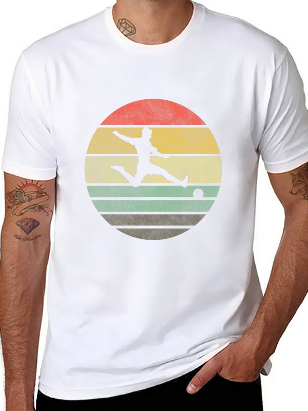 Retro Sunset Soccer Player Graphic T-Shirt