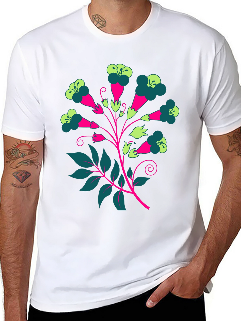 Floral Print Tee - Modern Graphic T-Shirt