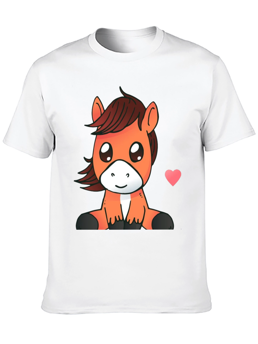 Cute Cartoon Horse Graphic Tee - Black