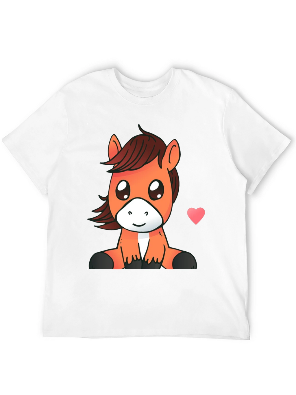 Cute Cartoon Horse Graphic Tee - Black