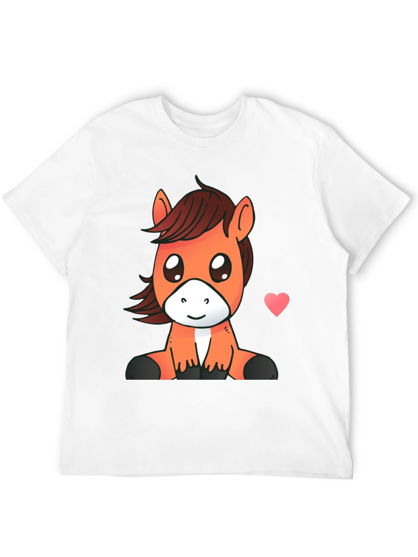 Cute Cartoon Horse Graphic Tee - Black