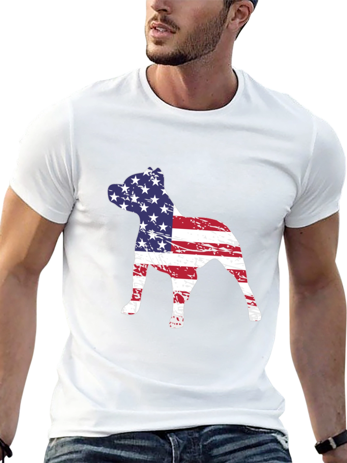 American Flag Dog Silhouette T-Shirt