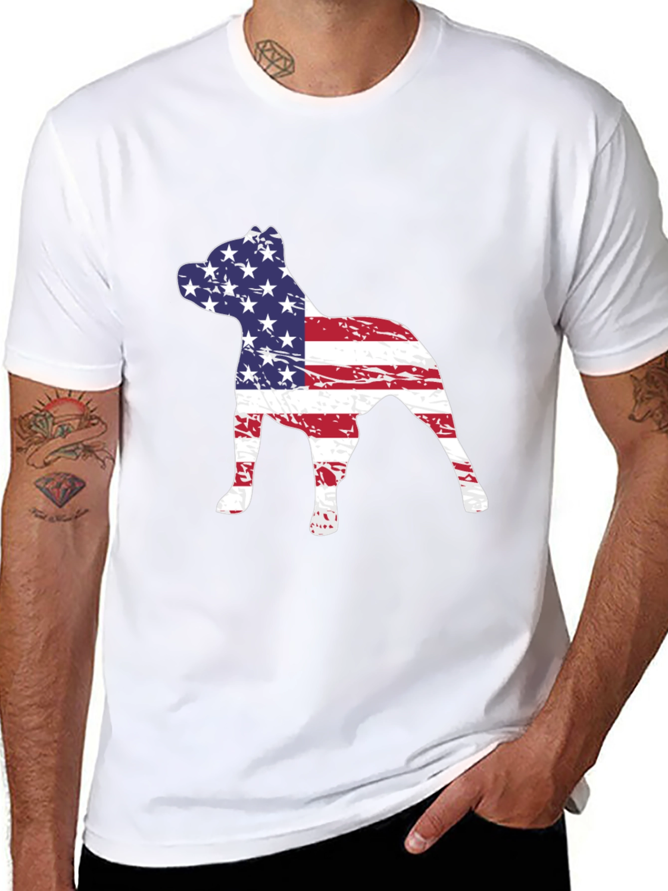 American Flag Dog Silhouette T-Shirt