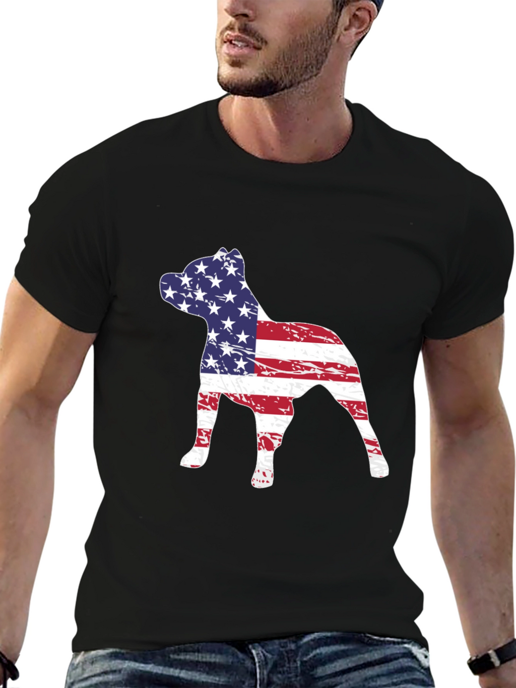 American Flag Dog Silhouette T-Shirt