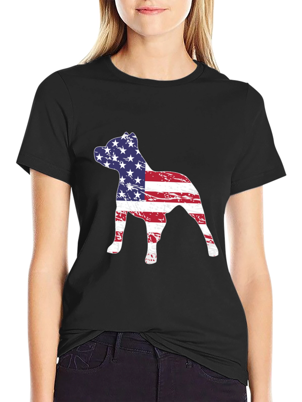 American Flag Dog Silhouette T-Shirt