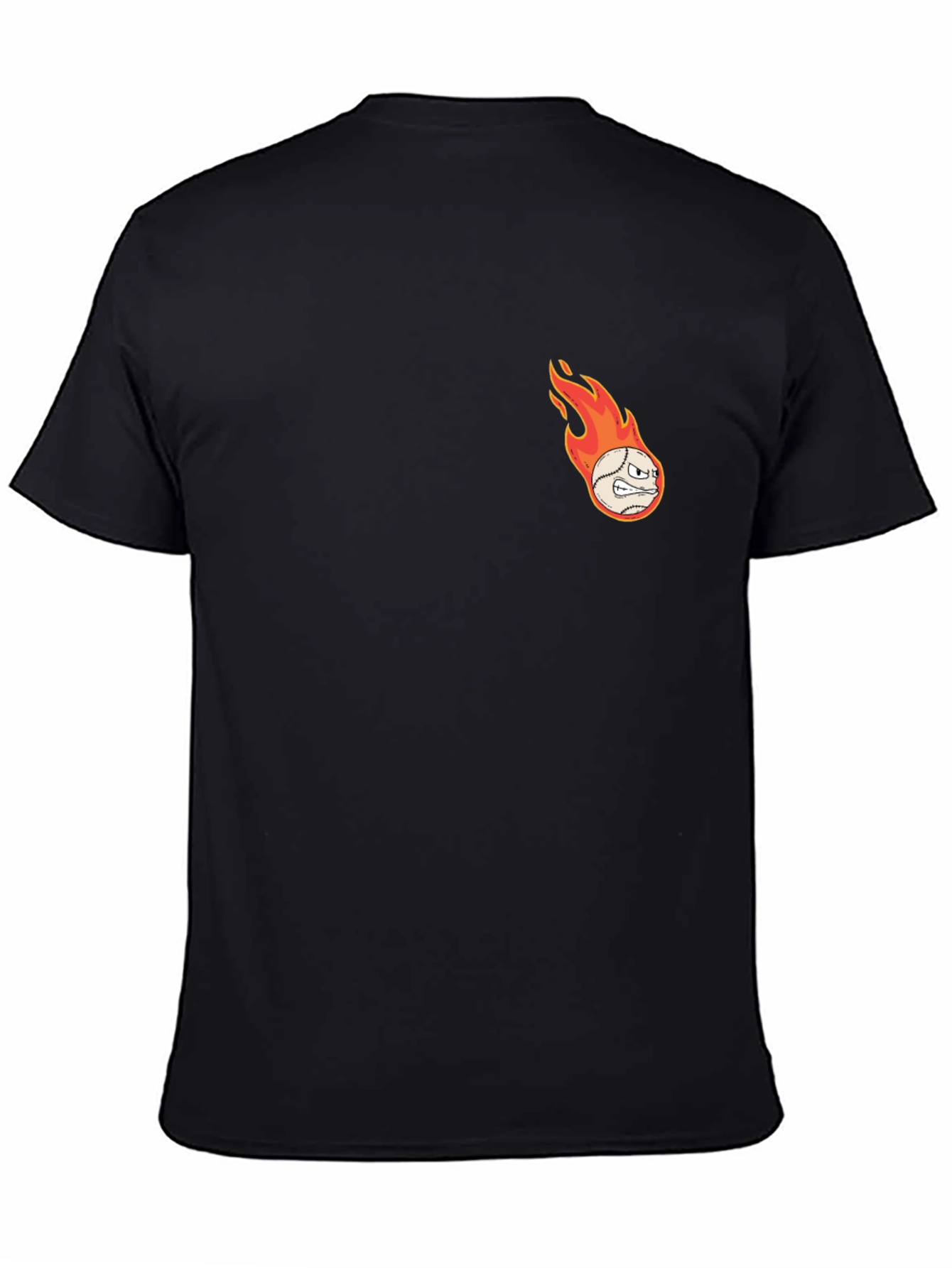 Flaming Baseball Graphic T-Shirt - Black