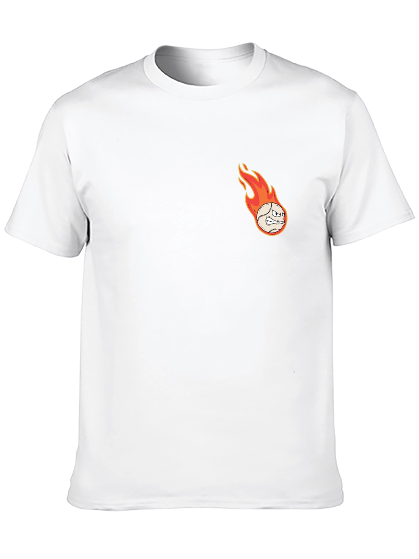 Flaming Baseball Graphic T-Shirt - Black