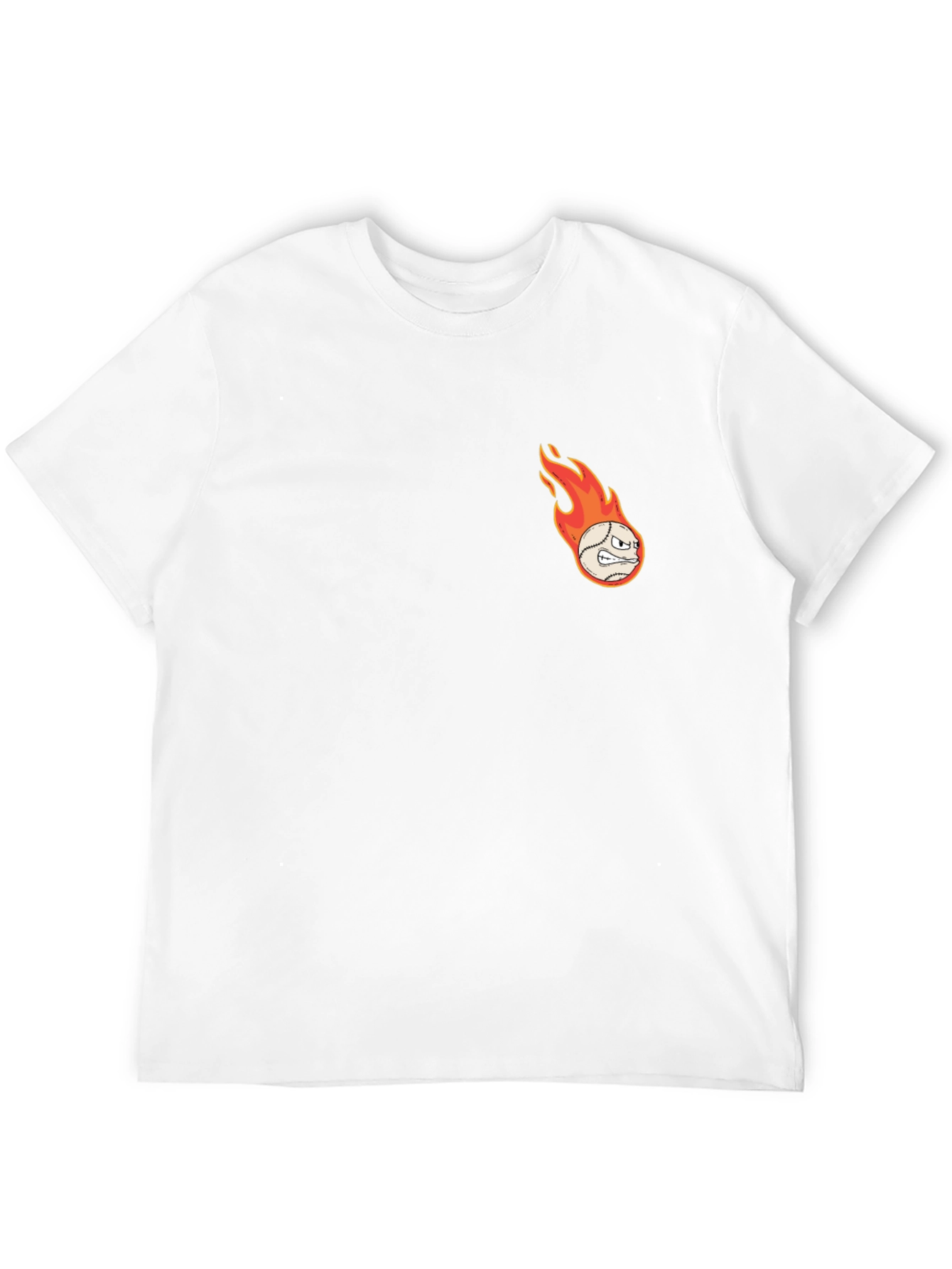 Flaming Baseball Graphic T-Shirt - Black
