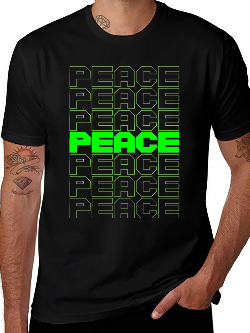 Peace T-Shirt - Green Graphic Tee