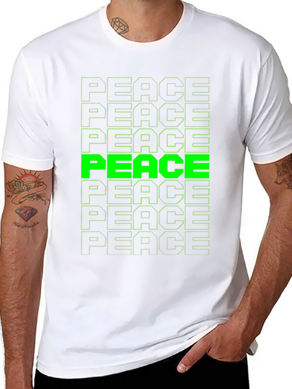 Peace T-Shirt - Green Graphic Tee