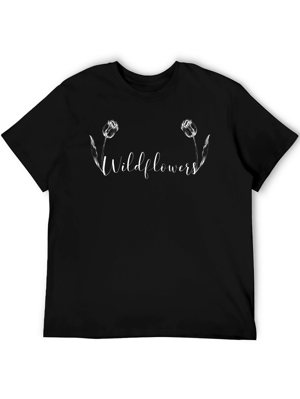 Wildflowers Graphic Print Black T-Shirt