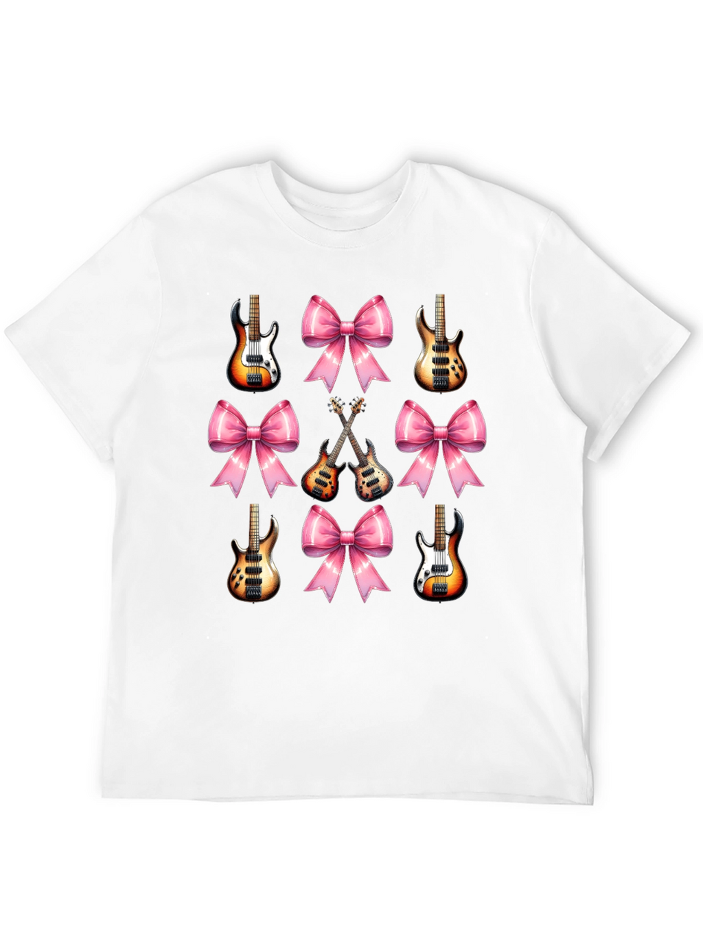 Guitar & Bows T-Shirt - Stylish Music Lover Tee