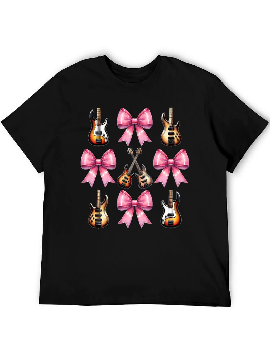 Guitar & Bows T-Shirt - Stylish Music Lover Tee