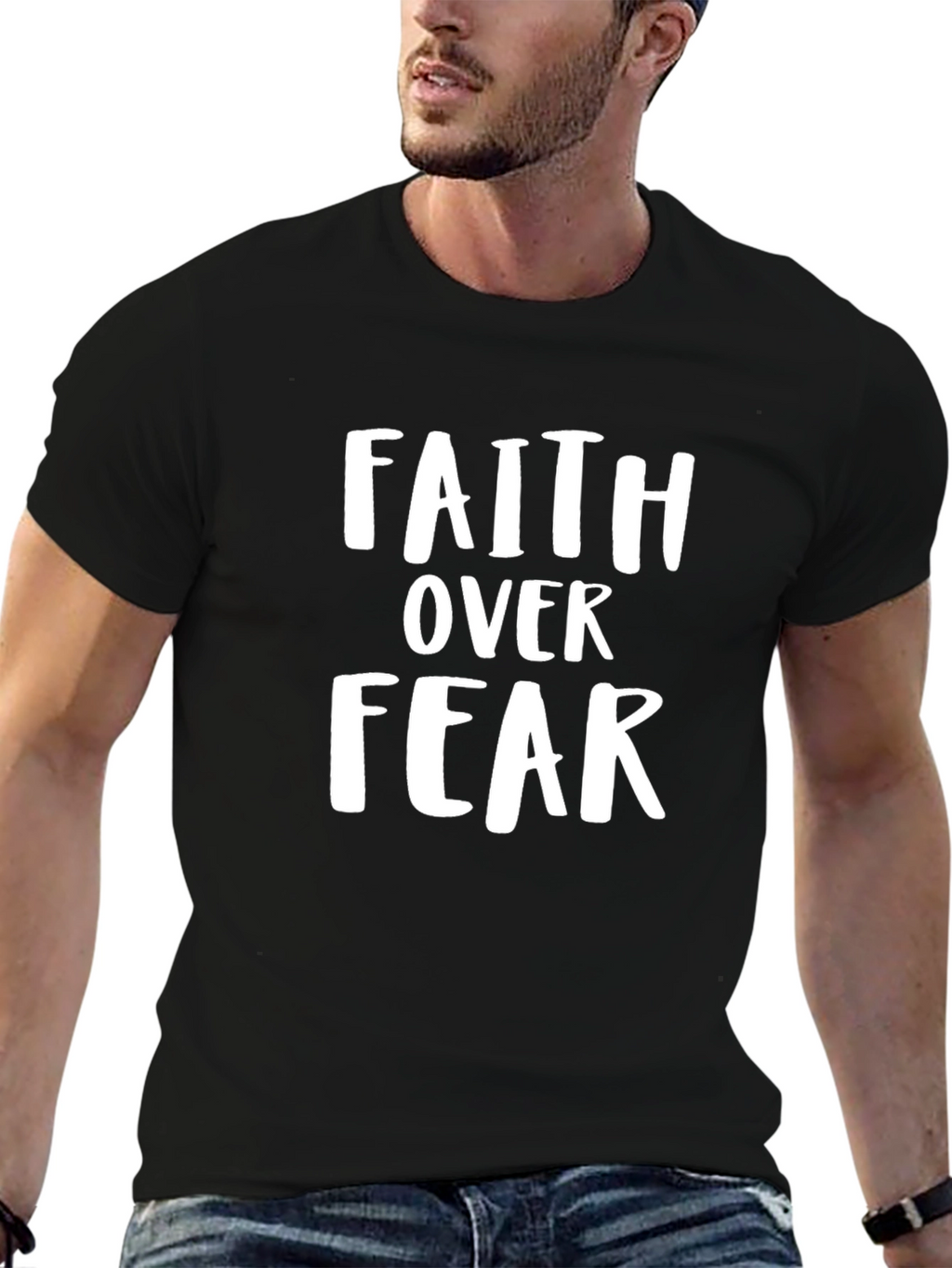 Faith Over Fear Graphic Tee - Mens Black T-Shirt