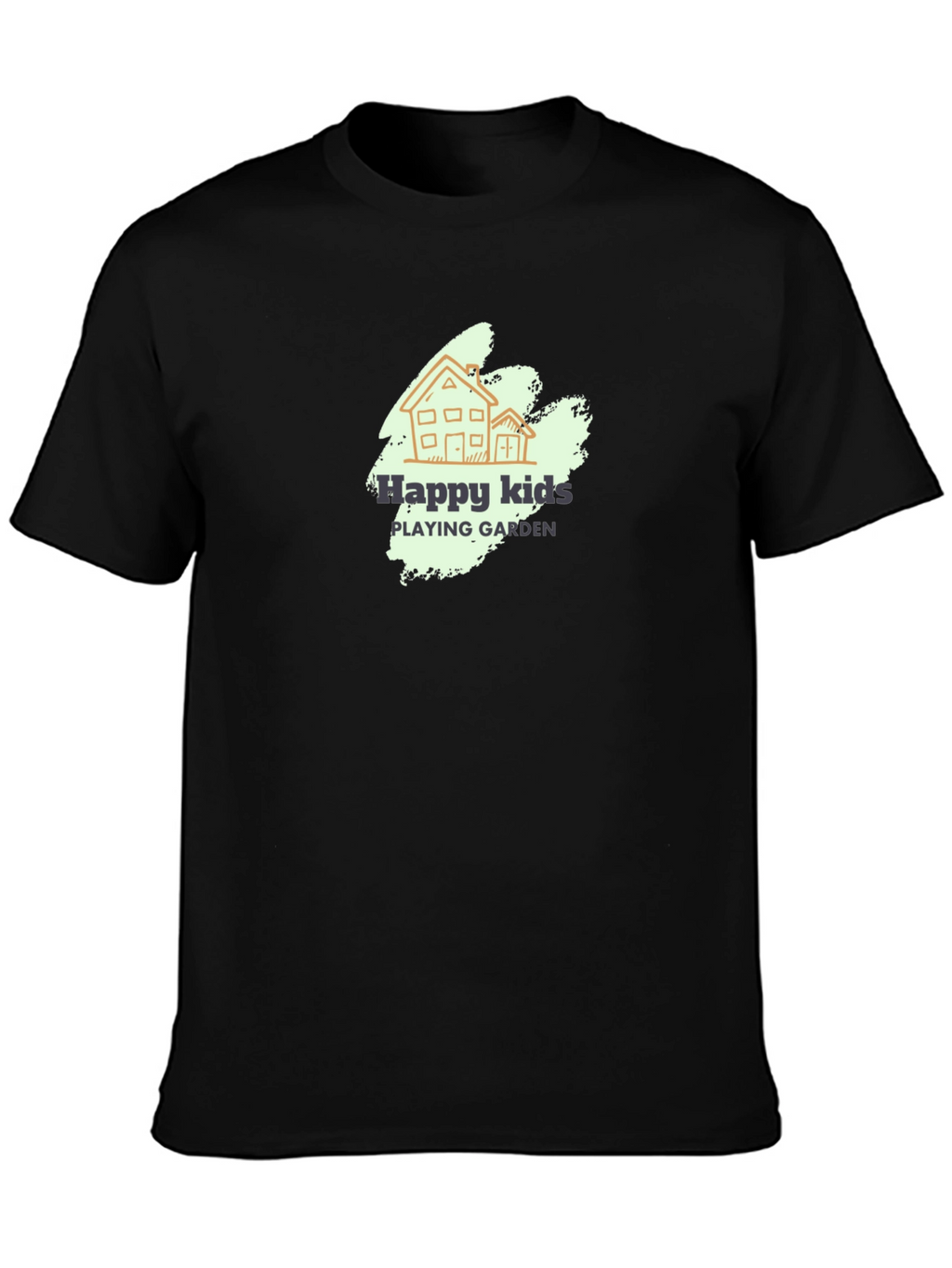 Happy Kids Playing Garden Black T-Shirt