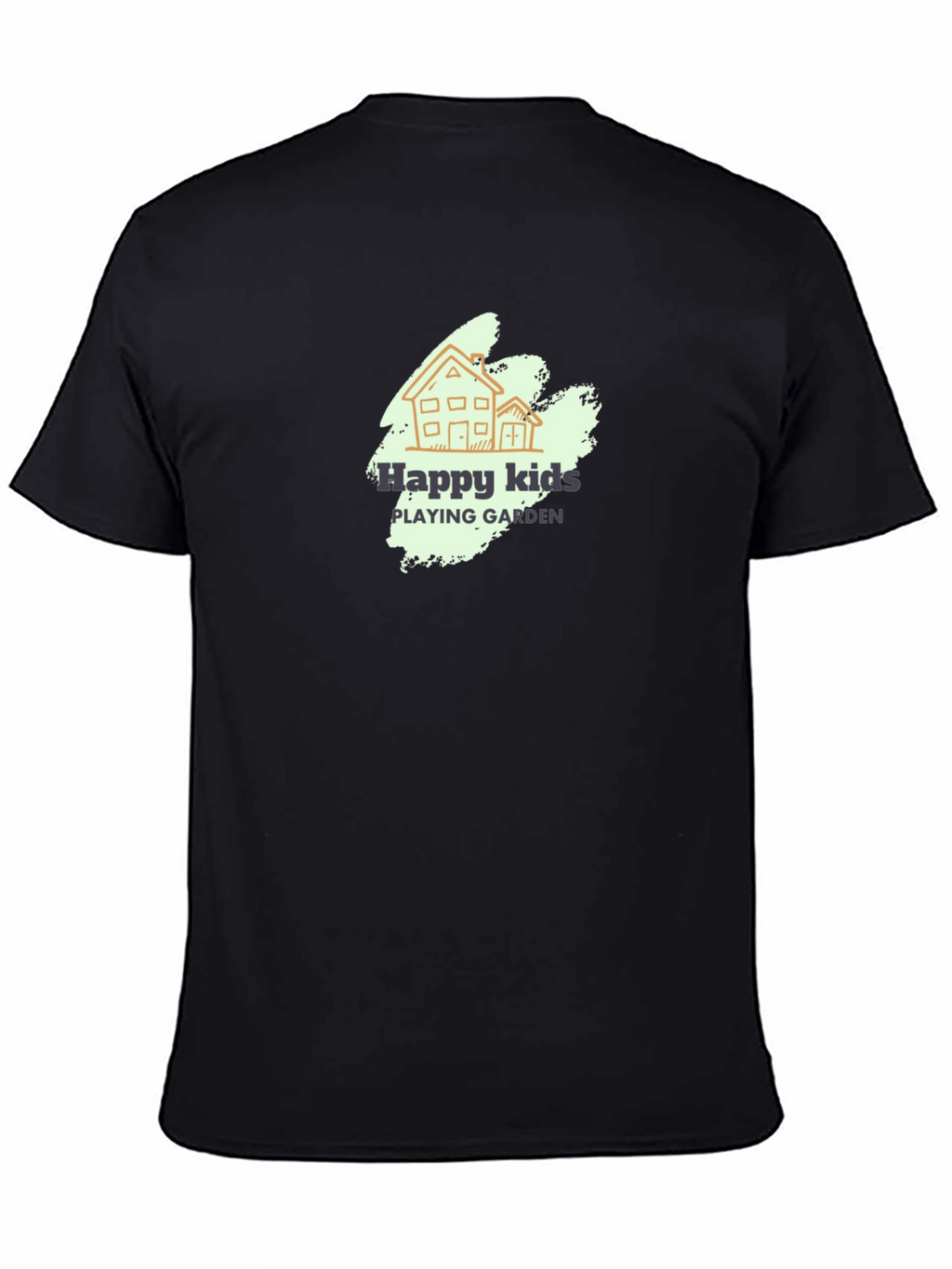 Happy Kids Playing Garden Black T-Shirt