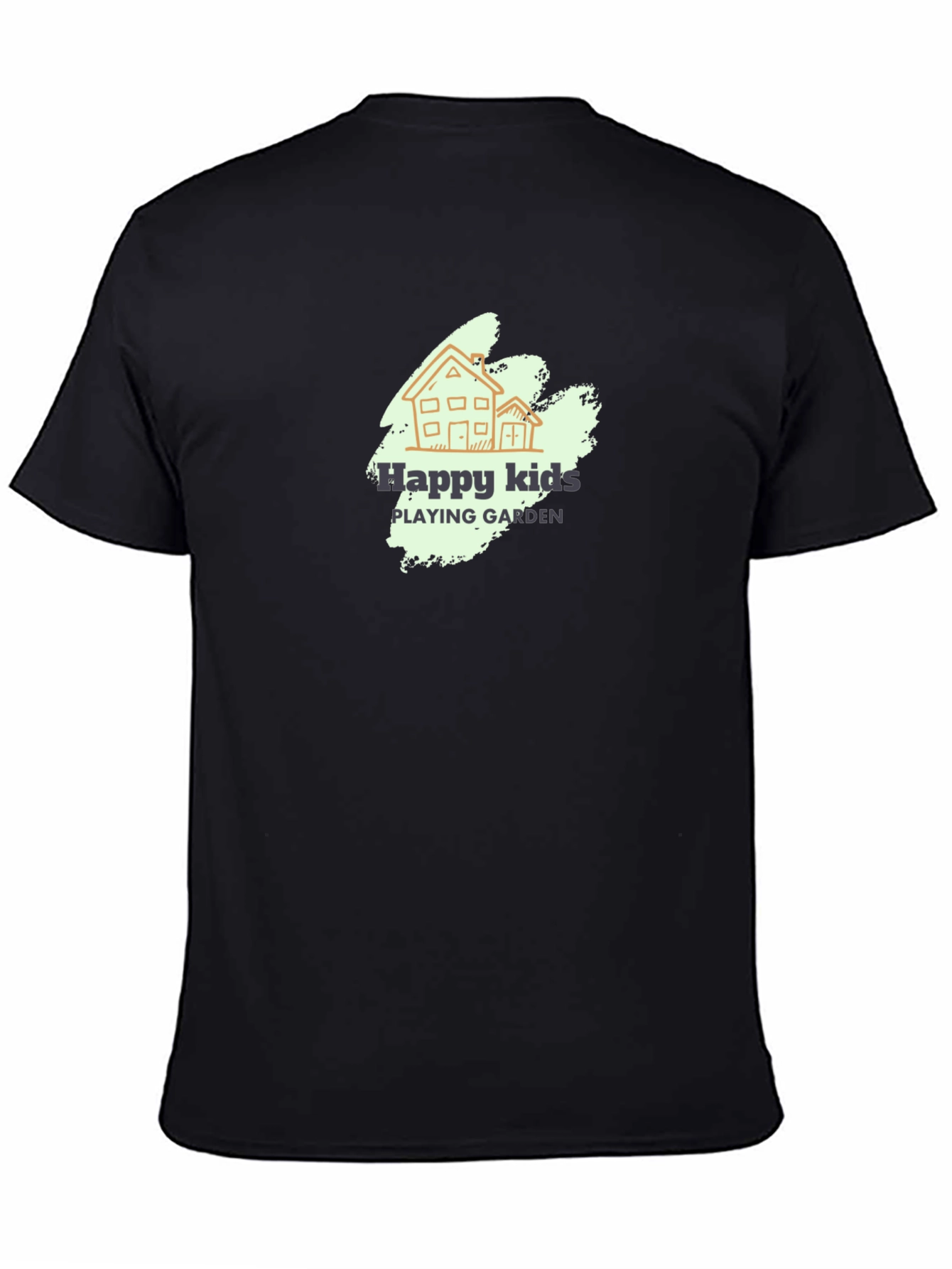 Happy Kids Playing Garden Black T-Shirt