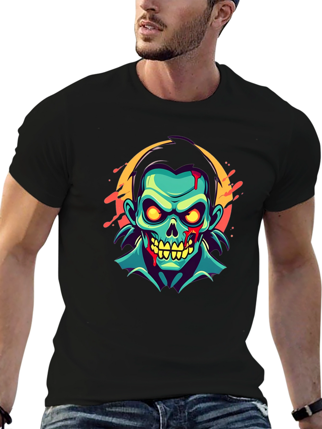 Zombie Graphic Print T-Shirt - Unique Halloween Fashion