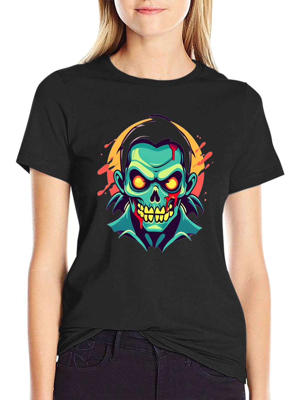 Zombie Graphic Print T-Shirt - Unique Halloween Fashion