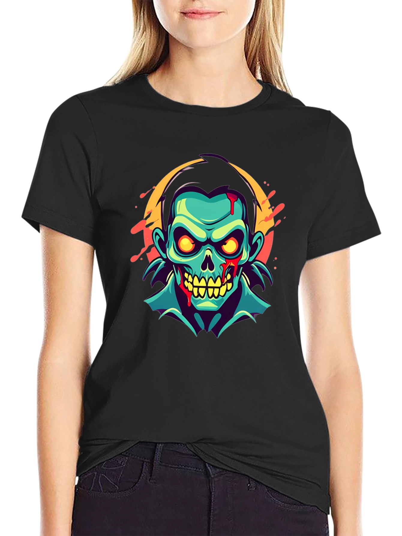 Zombie Graphic Print T-Shirt - Unique Halloween Fashion