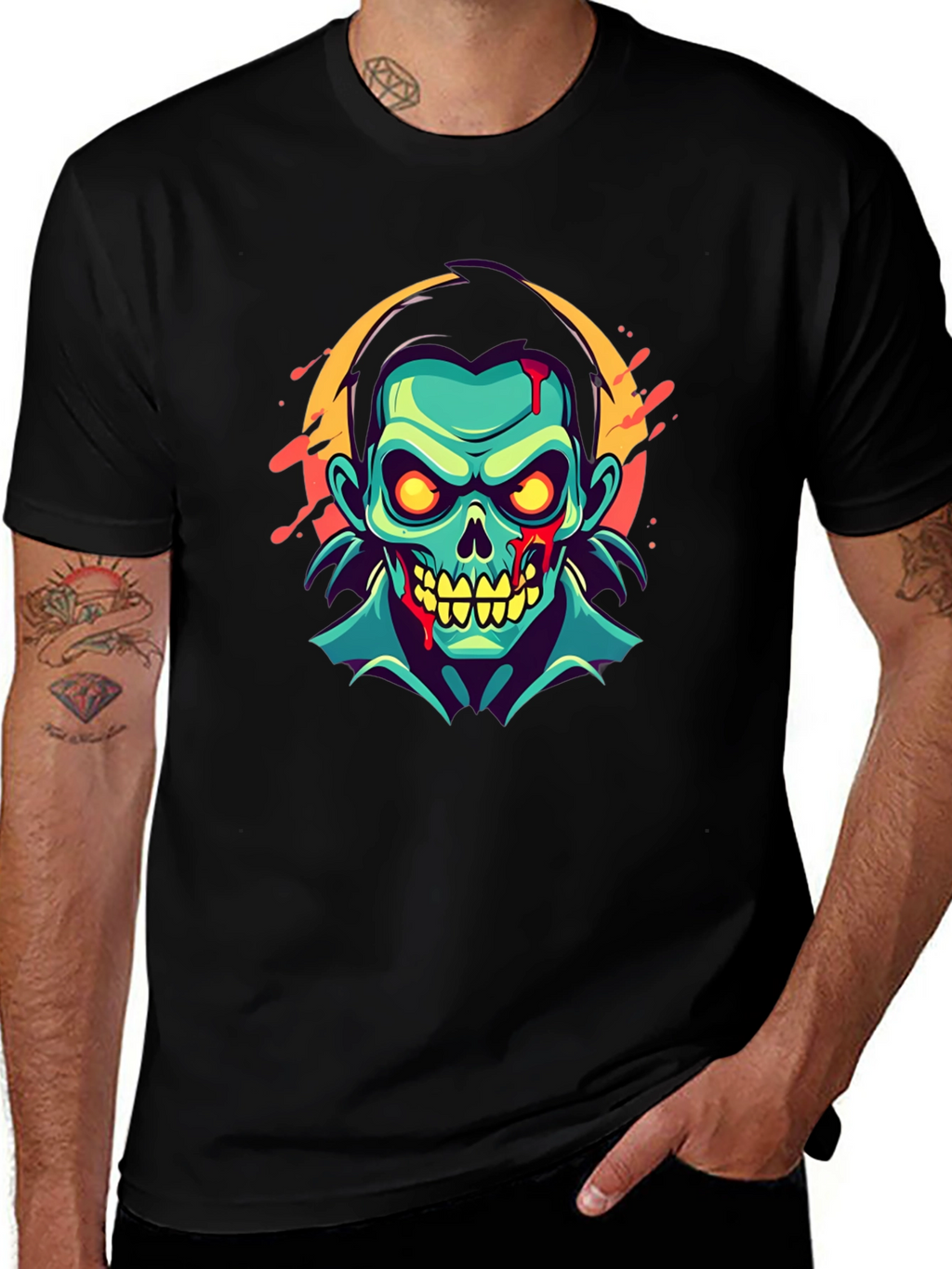 Zombie Graphic Print T-Shirt - Unique Halloween Fashion