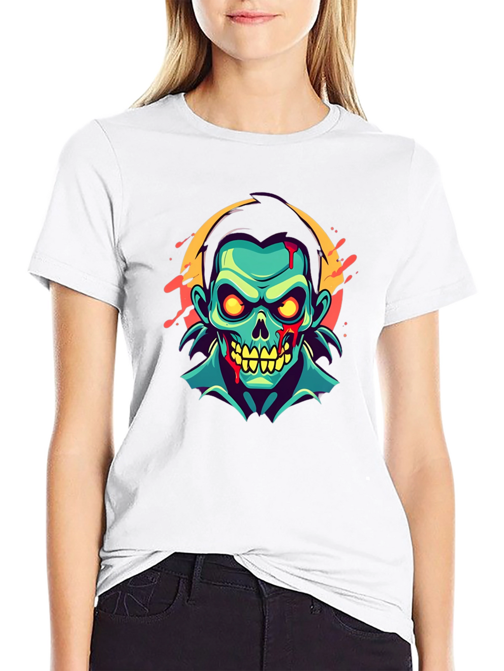 Zombie Graphic Print T-Shirt - Unique Halloween Fashion