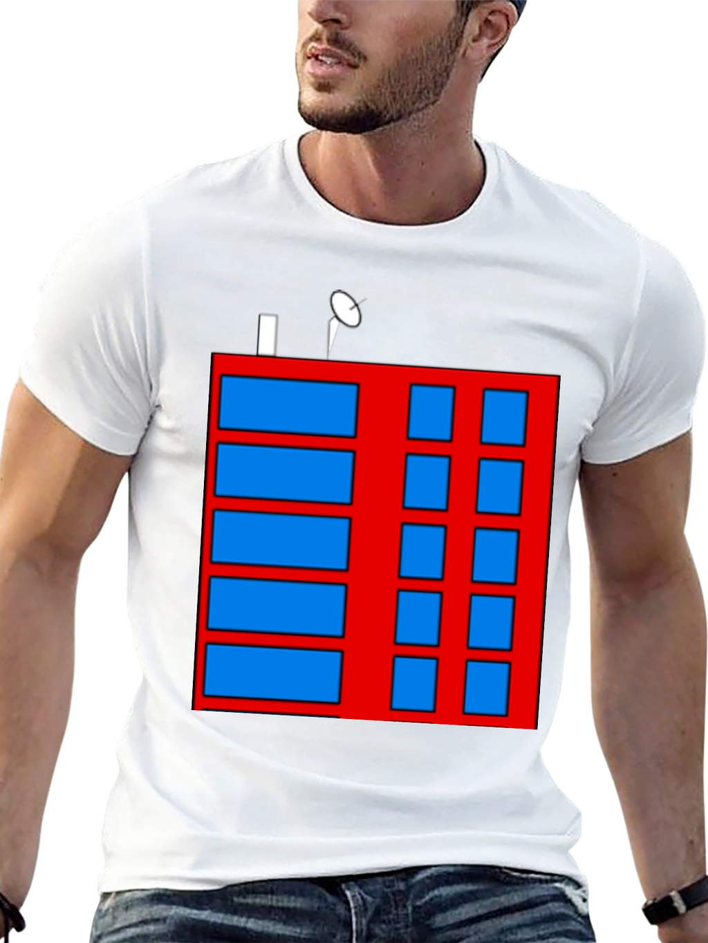 Abstract Building Graphic Tee - Black Casual Shirt