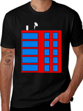 Abstract Building Graphic Tee - Black Casual Shirt