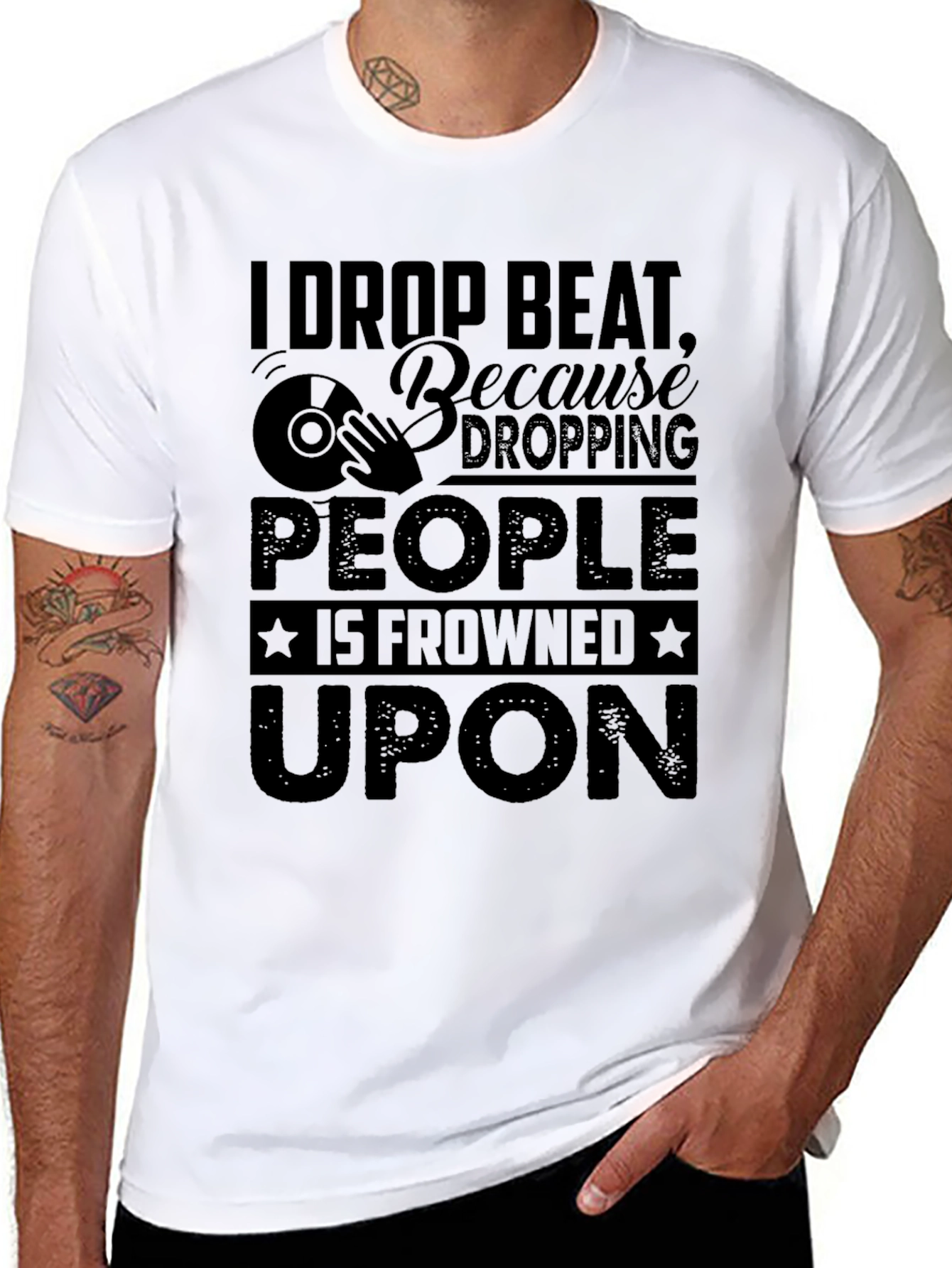 I Drop Beat Black Graphic T-Shirt