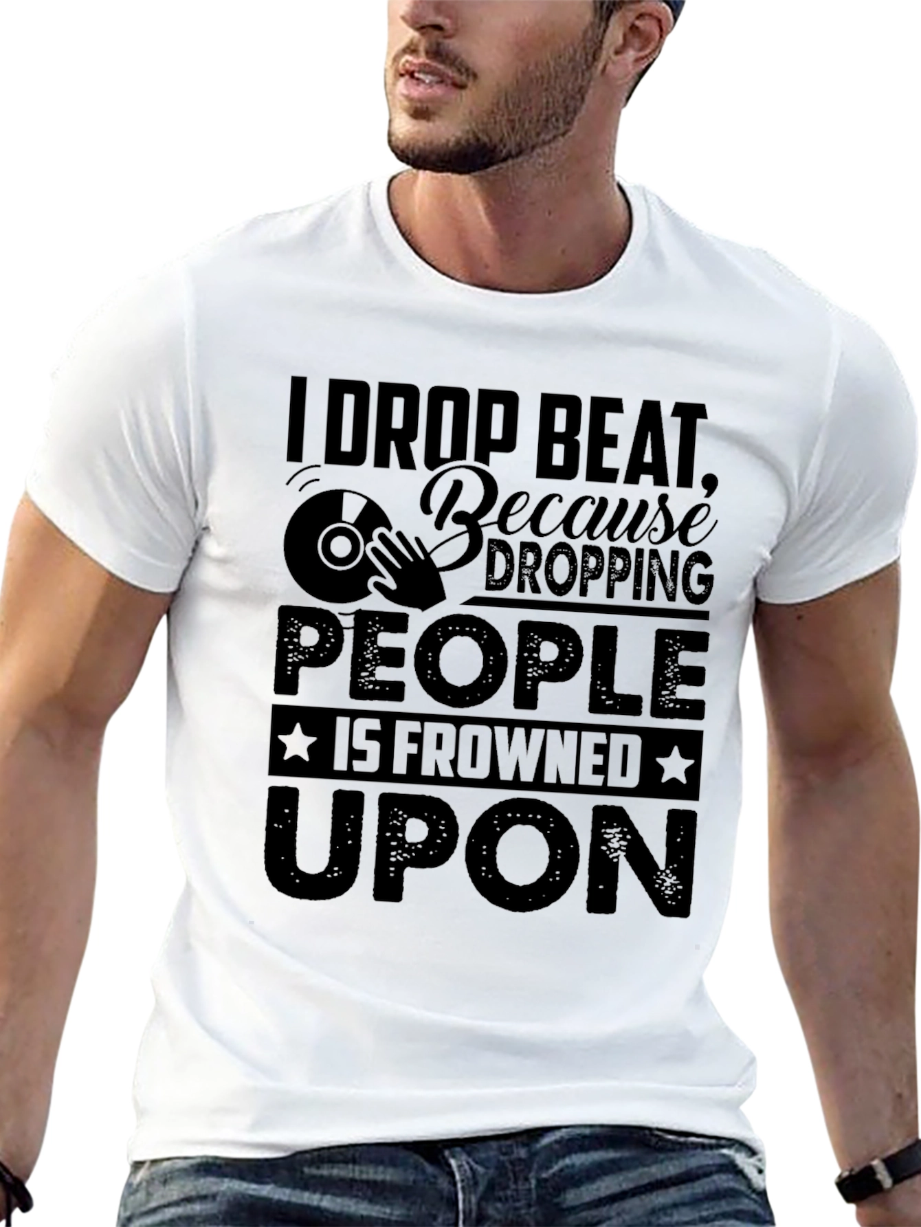 I Drop Beat Black Graphic T-Shirt