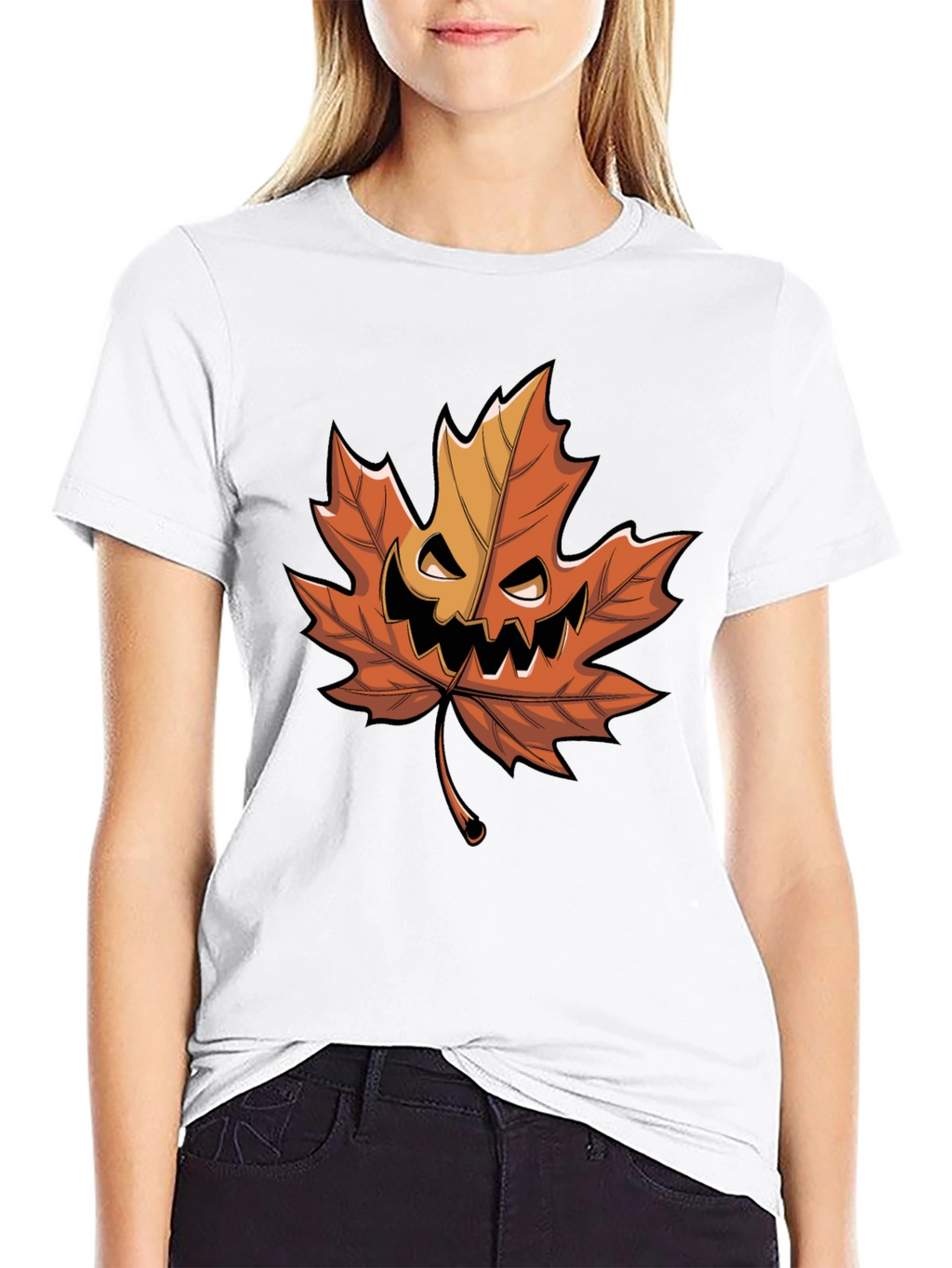 Halloween Pumpkin Maple Leaf Graphic Tee