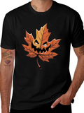 Halloween Pumpkin Maple Leaf Graphic Tee