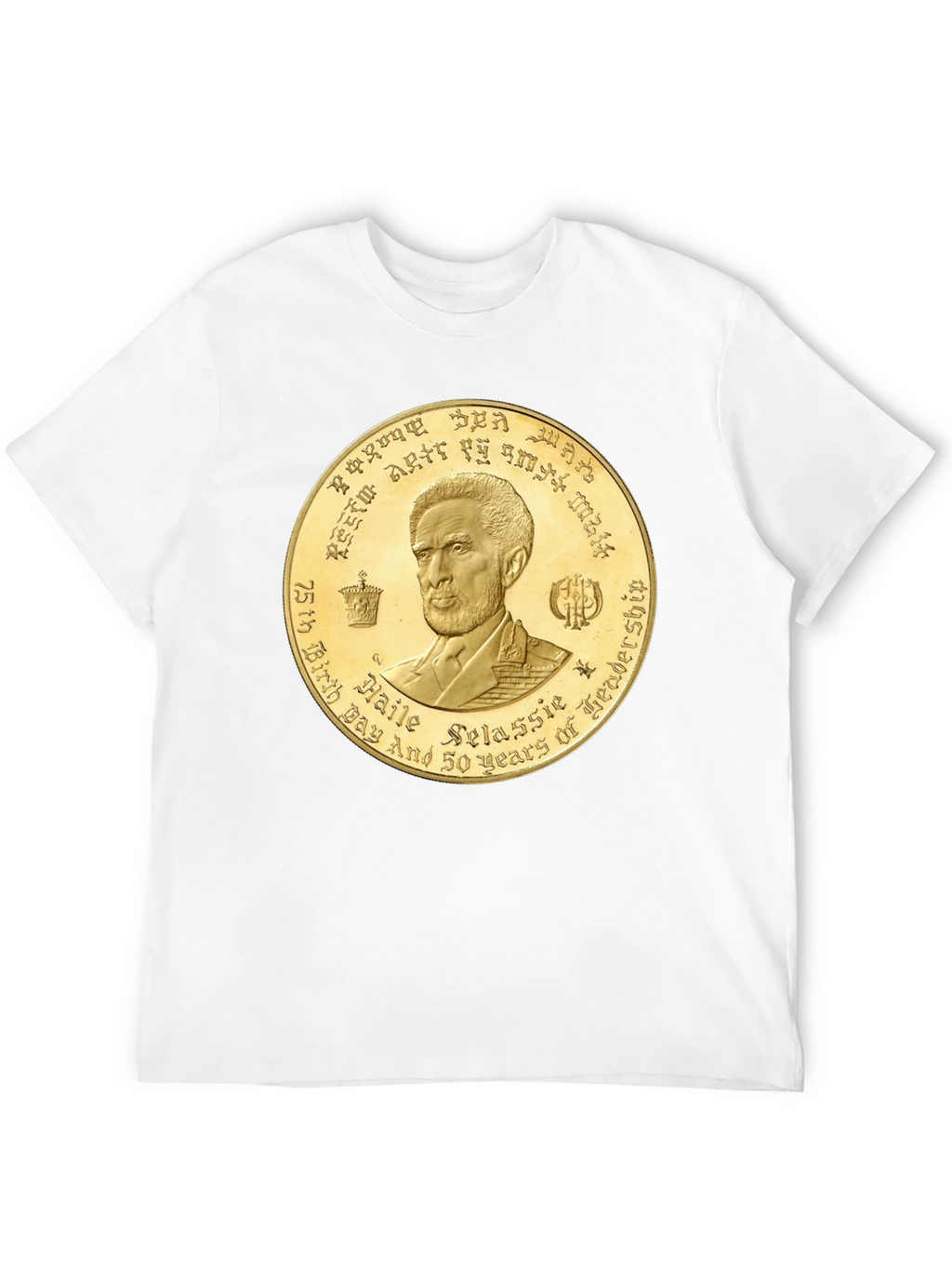 Haile Selassie Gold Coin Graphic T-Shirt