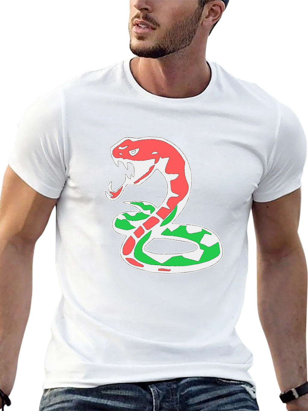 Snake T-Shirt - Red & Green Cobra Design
