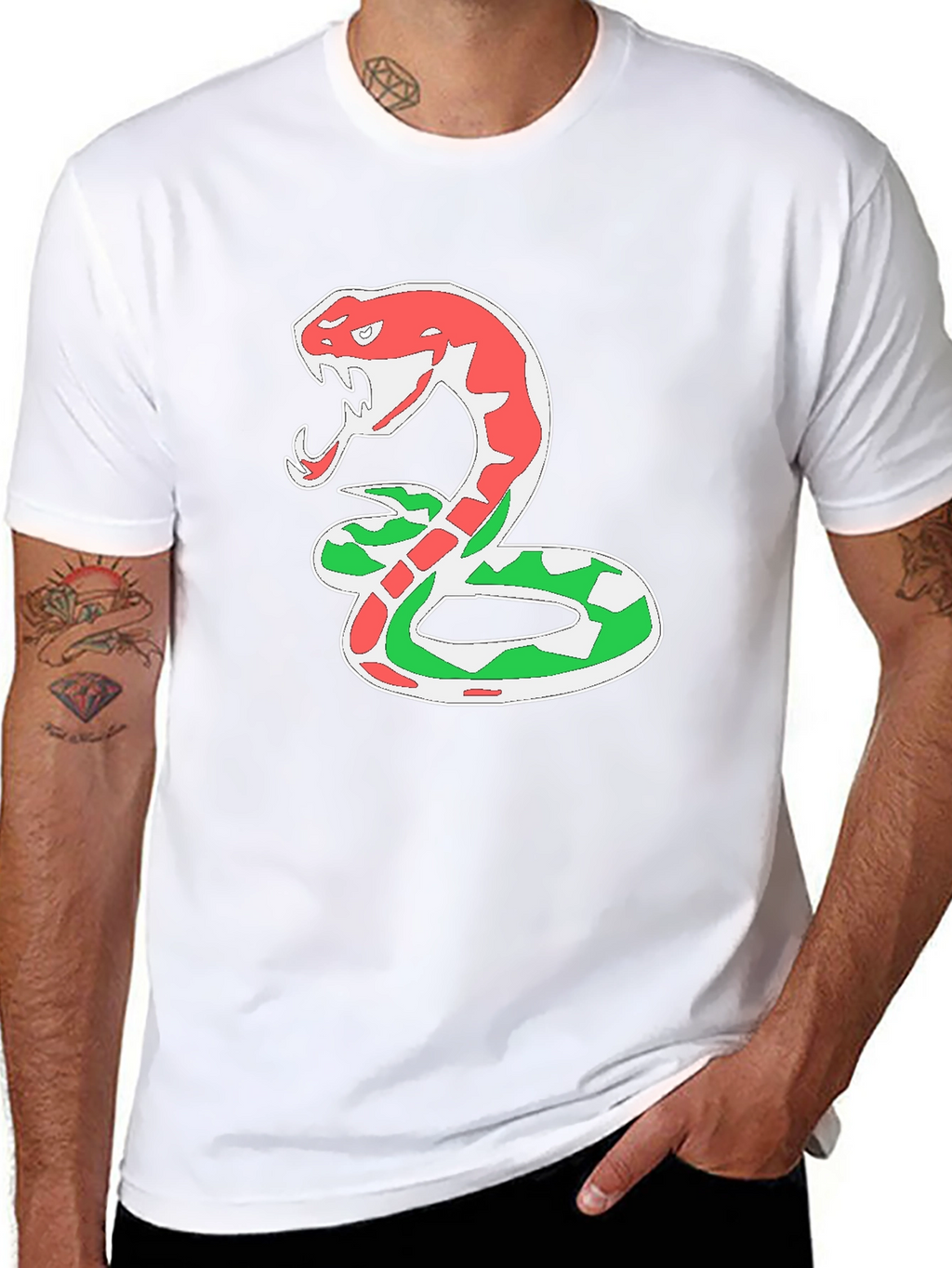 Snake T-Shirt - Red & Green Cobra Design