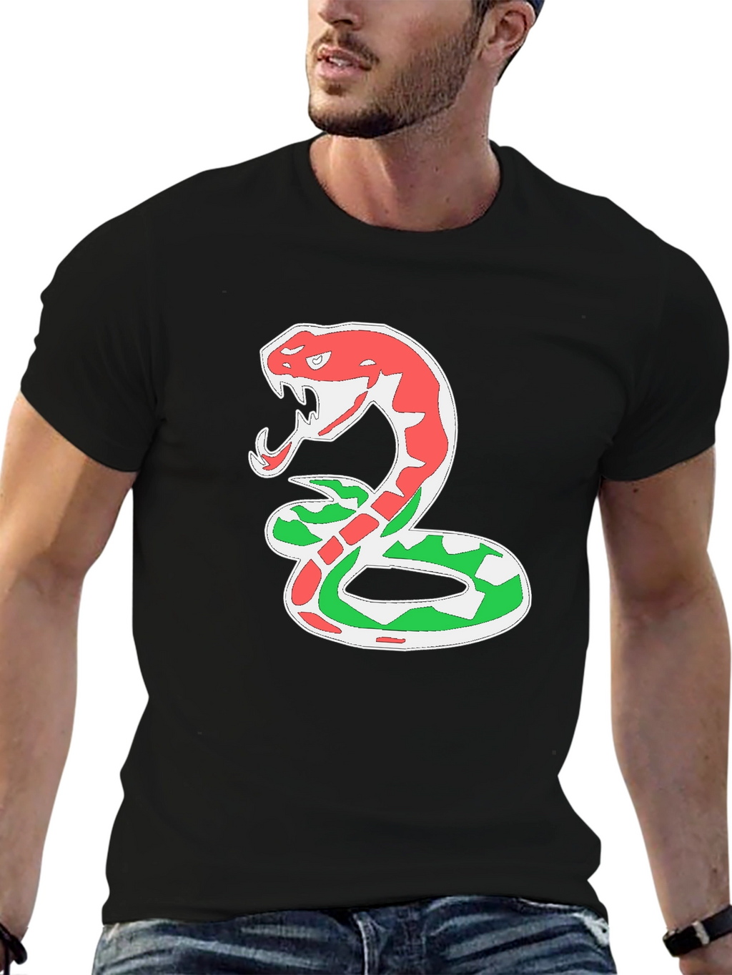 Snake T-Shirt - Red & Green Cobra Design