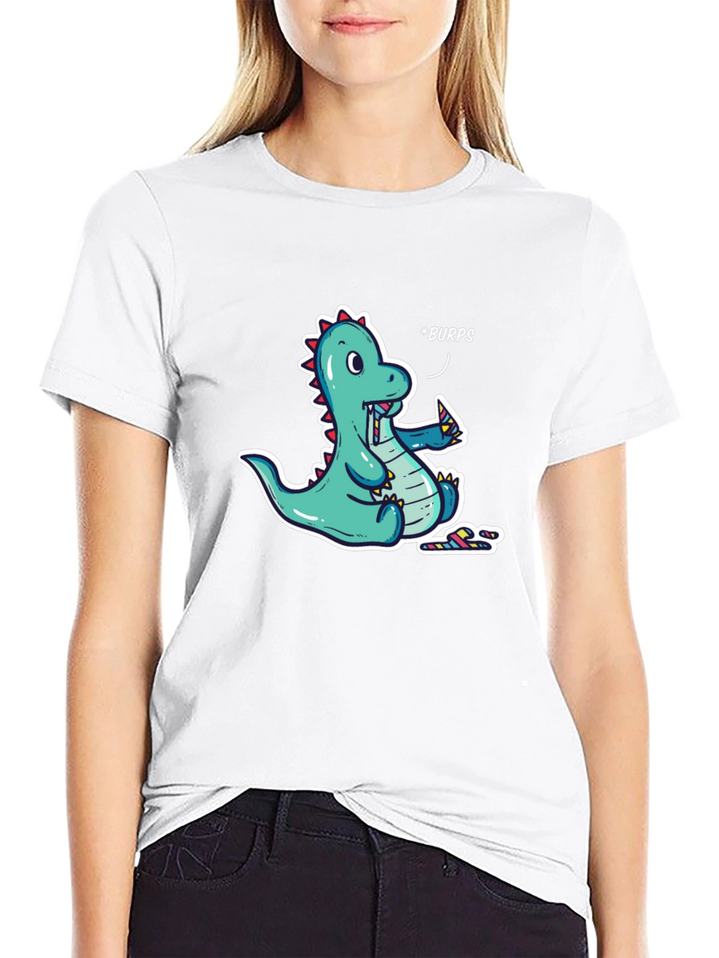 Funny Dinosaur *Burps* Graphic T-Shirt - Black Cotton Tee