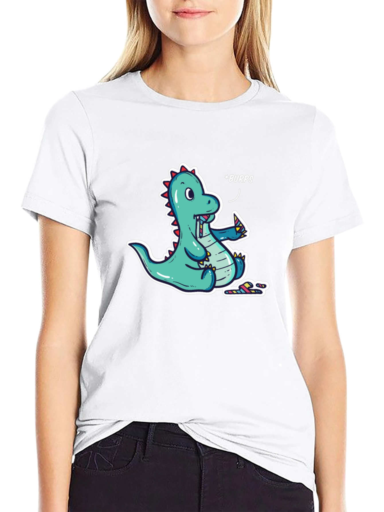 Funny Dinosaur *Burps* Graphic T-Shirt - Black Cotton Tee