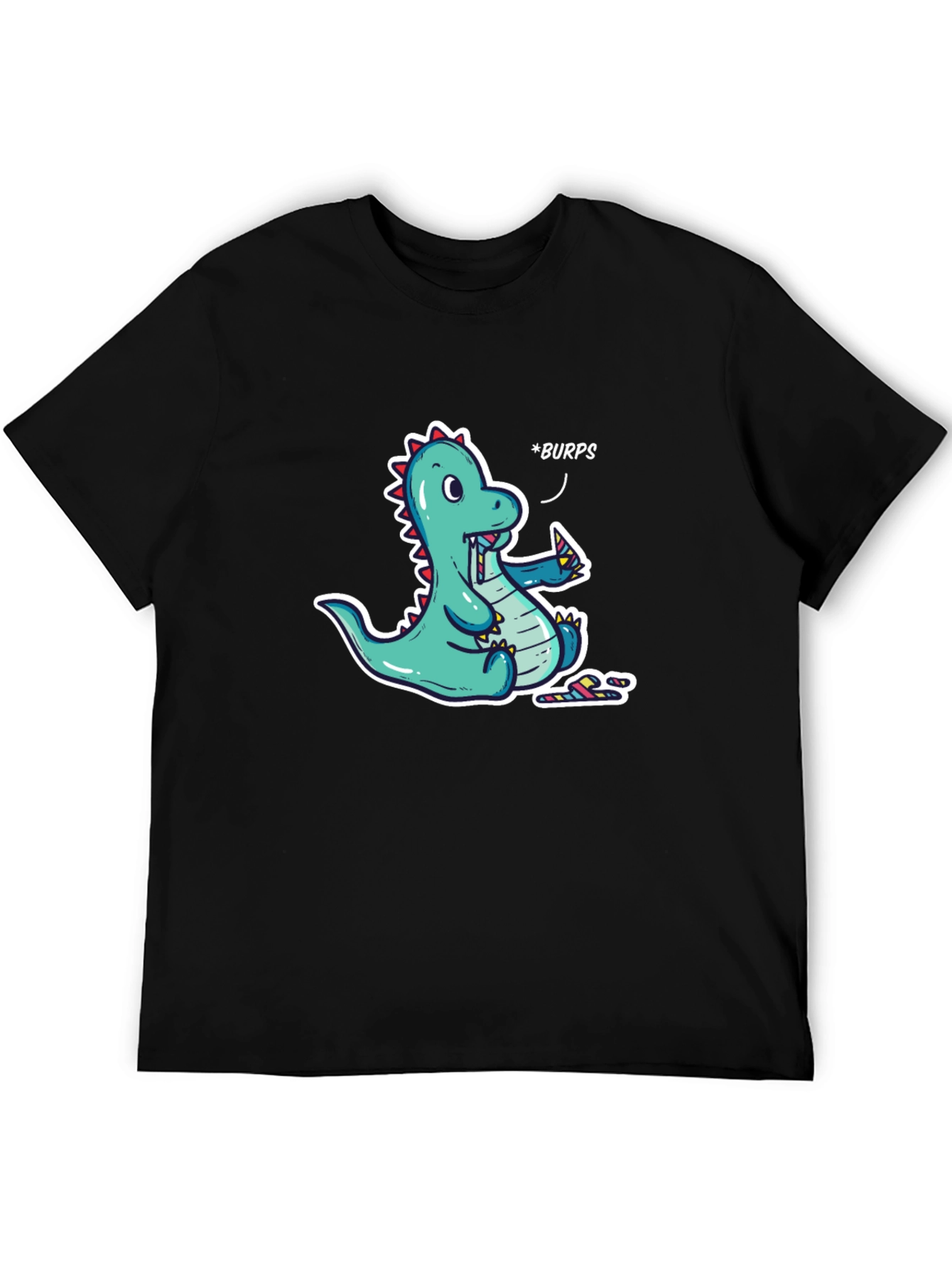 Funny Dinosaur *Burps* Graphic T-Shirt - Black Cotton Tee