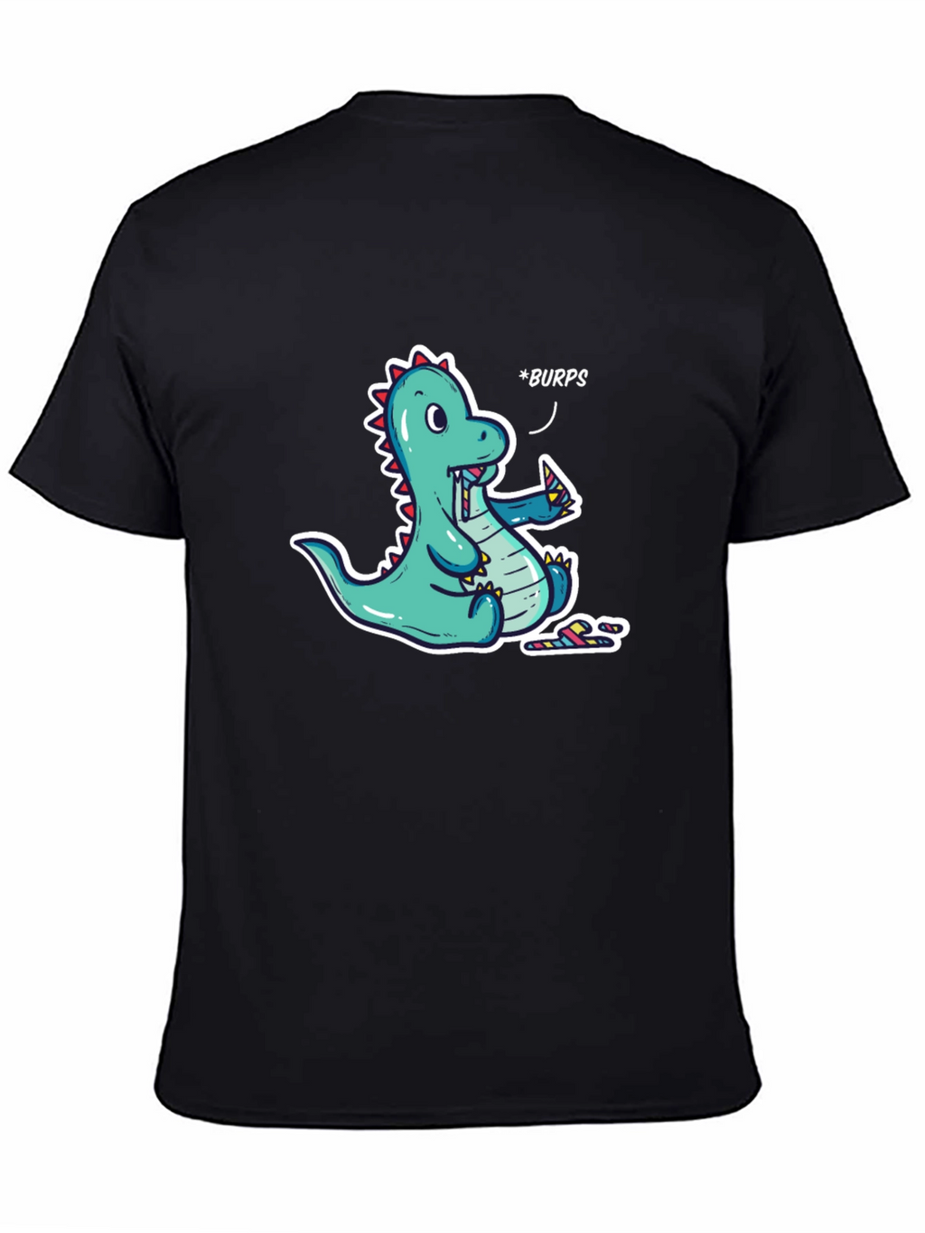 Funny Dinosaur *Burps* Graphic T-Shirt - Black Cotton Tee