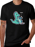 Funny Dinosaur *Burps* Graphic T-Shirt - Black Cotton Tee