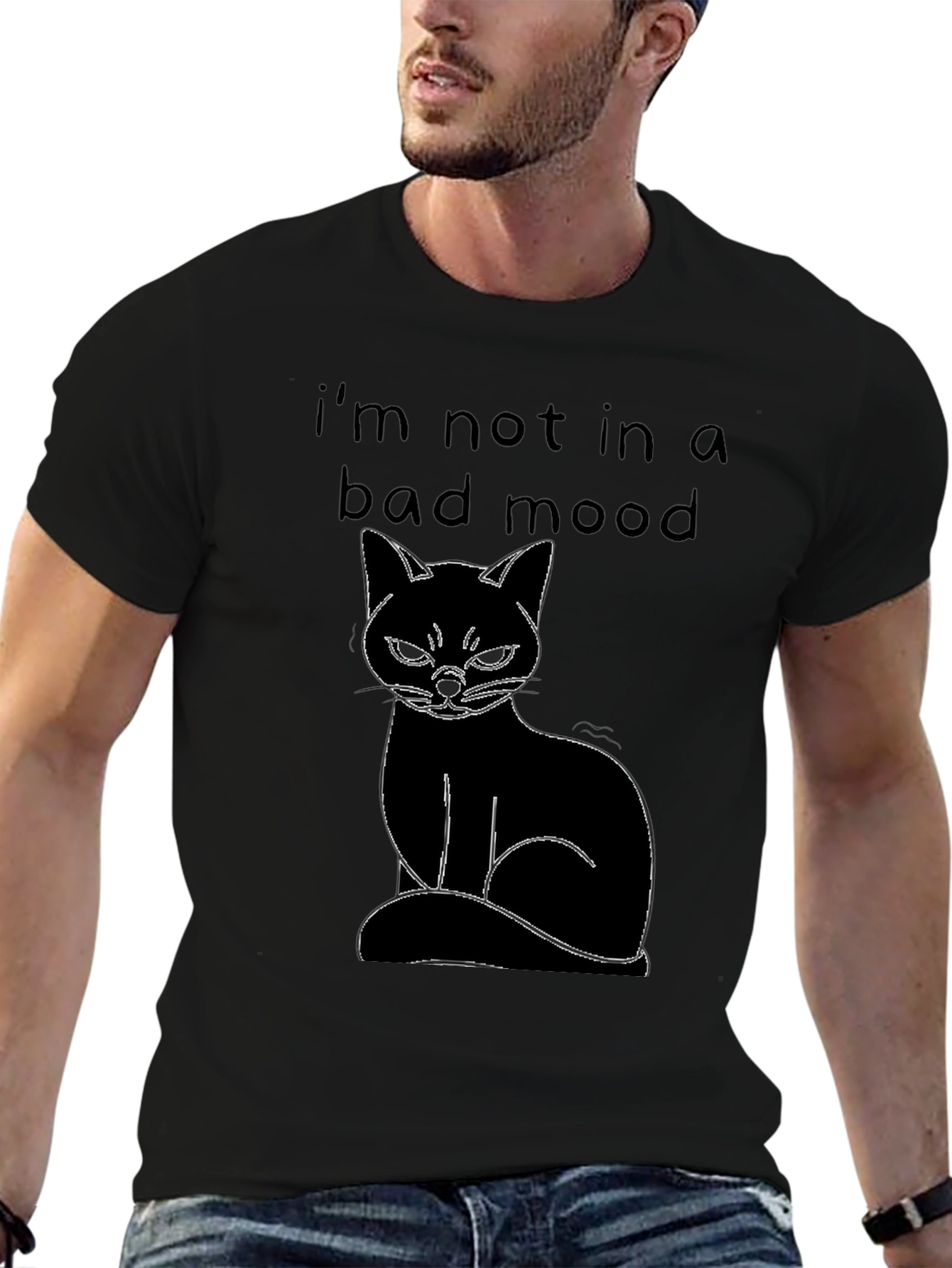 Grumpy Cat Mood T-Shirt - Unisex Black Tee