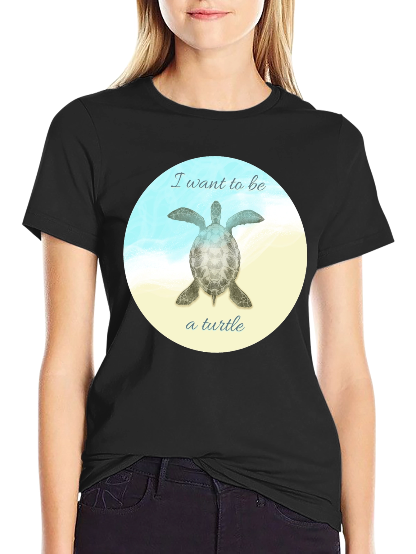 I Want to Be a Turtle T-Shirt - Black